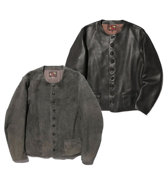 ジェラード TM03430 The 2 Monkeys Round-neck Leather Waistcoat ブラック ラウンドネック レザージャケット メンズ 牛革
