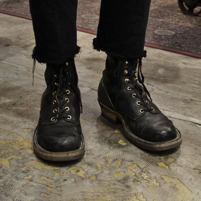ローリングダブトリオ BF04 ROOTS 8.5 BLACK HORSEBUTT メンズ レザー ワーク ブーツ