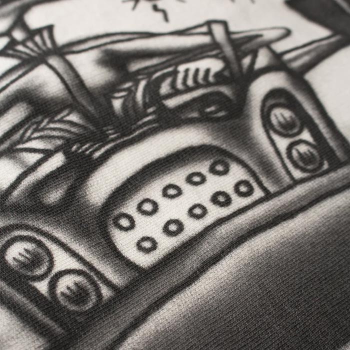 バウワウ  BW242-SASS SKETCH APOLLO SWEATSHIRTS WHITEG AGING メンズ プルオーバー スウェット SKETCH×BOWWOW コラボ