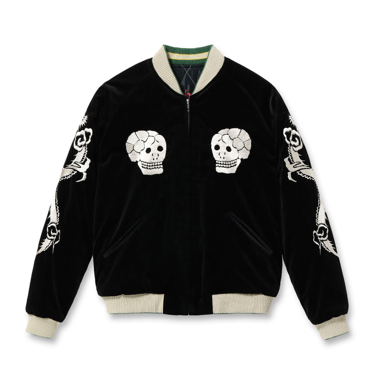 テーラー東洋 Lot No. TT15666-119 / Mid 1950s Style Velveteen Souvenir Jacket “SPIDERWEB, SNAKE & SKULL” × “DRAGON & TIGER”