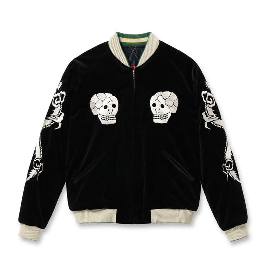 テーラー東洋 Lot No. TT15666-119 / Mid 1950s Style Velveteen Souvenir Jacket “SPIDERWEB, SNAKE & SKULL” × “DRAGON & TIGER”