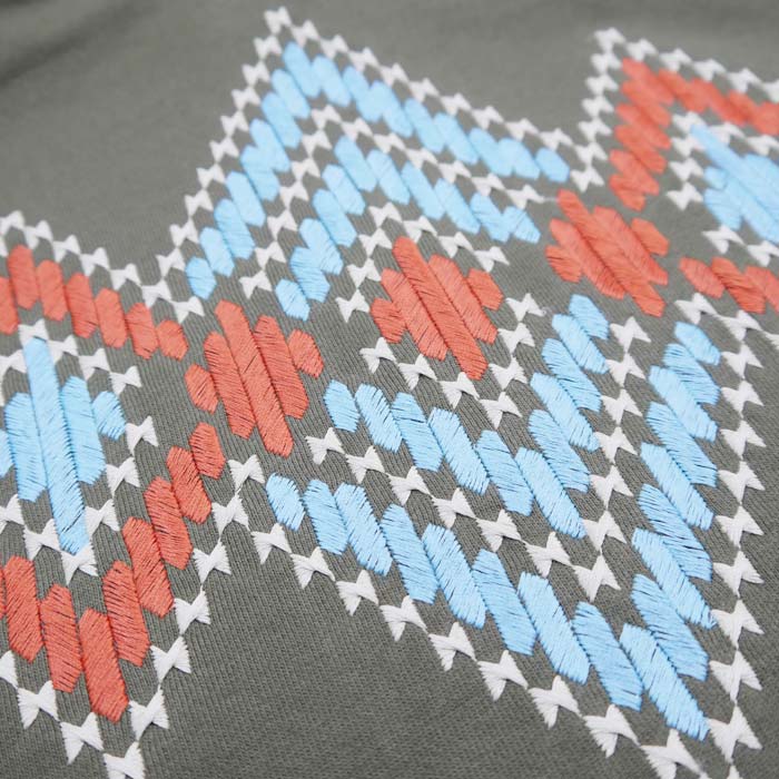 フェローズ 24S-PNEP1 ネイティブ柄 刺繍 ジップアップ フーディー メンズ ジップパーカー オリーブ パーカー 刺繍 裏毛スウェット オールシーズン