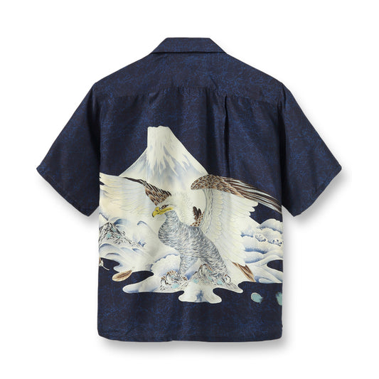 サンサーフ Lot No. SS38850 SUN SURF SPECIAL EDITION “一富士二鷹三茄子 EAGLE & Mt. FUJI” 128 ネイビー アロハシャツ