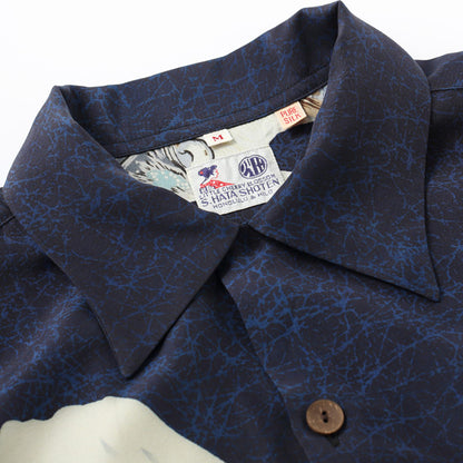 サンサーフ Lot No. SS38850 SUN SURF SPECIAL EDITION “一富士二鷹三茄子 EAGLE & Mt. FUJI” 128 ネイビー アロハシャツ