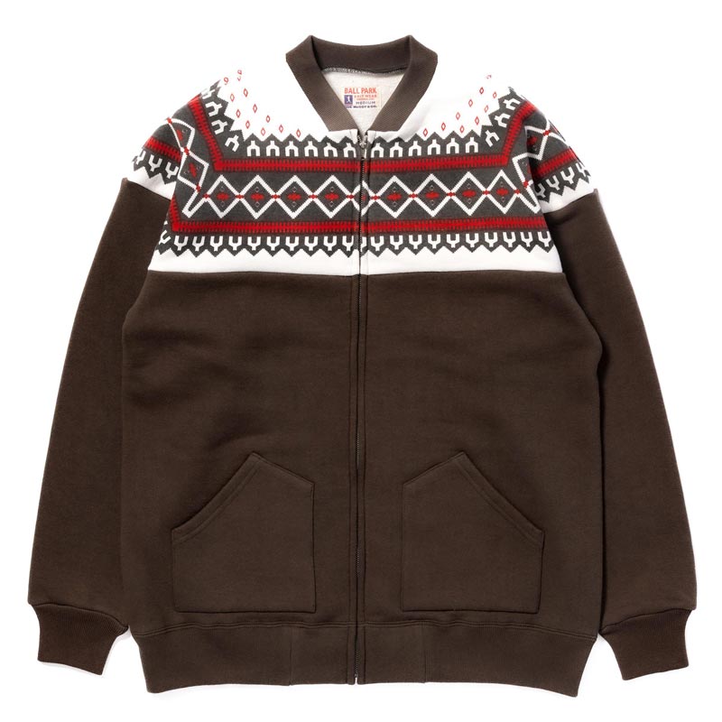 ジョーマッコイ MC24112 PRINTED SNOW PATTERN F/Z SWEATSHIRT チャコール 032 メンズ 雪柄スウェット ジップスウェット