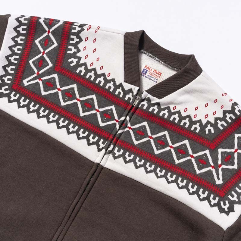 ジョーマッコイ MC24112 PRINTED SNOW PATTERN F/Z SWEATSHIRT チャコール 032 メンズ 雪柄スウェット ジップスウェット