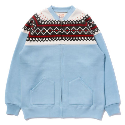 ジョーマッコイ MC24112 PRINTED SNOW PATTERN F/Z SWEATSHIRT サックス 110 メンズ 雪柄スウェット ジップスウェット