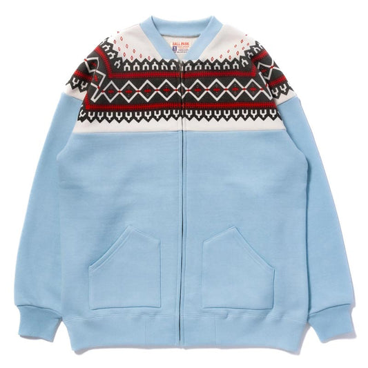 ジョーマッコイ MC24112 PRINTED SNOW PATTERN F/Z SWEATSHIRT サックス 110 メンズ 雪柄スウェット ジップスウェット