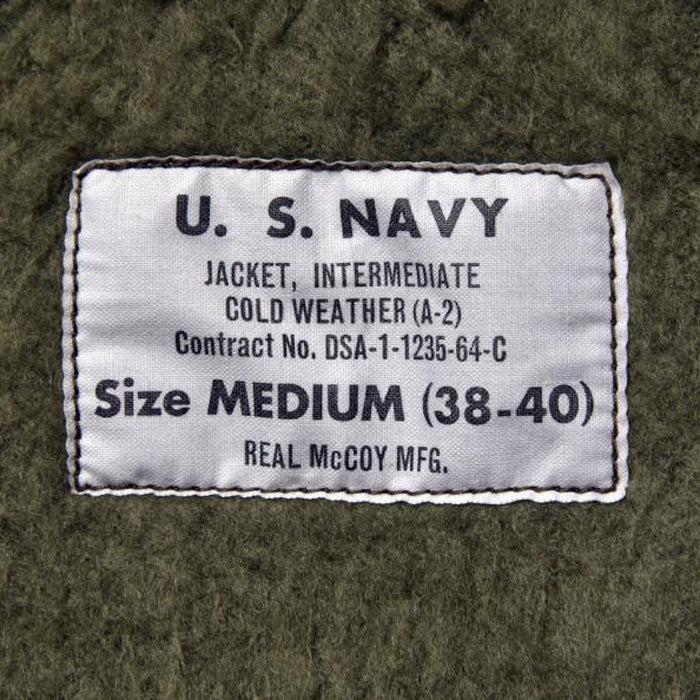 ザ リアルマッコイズ MJ21113 U.S.N. A-2 DECK JACKET REAL McCOY MFG. デッキジャケット オリーブ メンズ