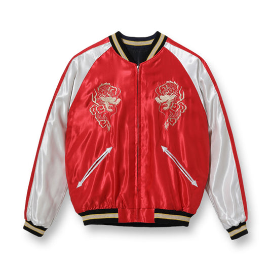 テーラー東洋 Lot No. TT15273-119 / Late 1940s - Early 1950s Style Acetate Souvenir Jacket “DRAGON HEAD” × “JAPAN MAP” BLACK