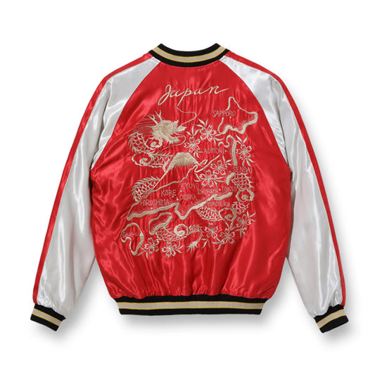 テーラー東洋 Lot No. TT15273-119 / Late 1940s - Early 1950s Style Acetate Souvenir Jacket “DRAGON HEAD” × “JAPAN MAP” BLACK