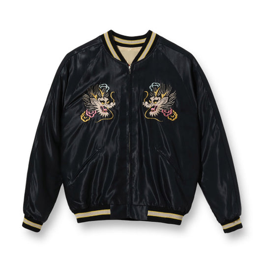 テーラー東洋 Lot No. TT15273-195 / Early 1950s - Mid 1950s Style Acetate Souvenir Jacket “RED TIGER” × “GOLD DRAGON” GOLD
