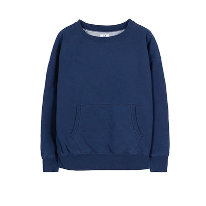 MASSES SWEAT CREW W-FACE WASH:Navy