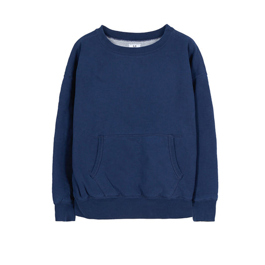 MASSES SWEAT CREW W-FACE WASH:Navy