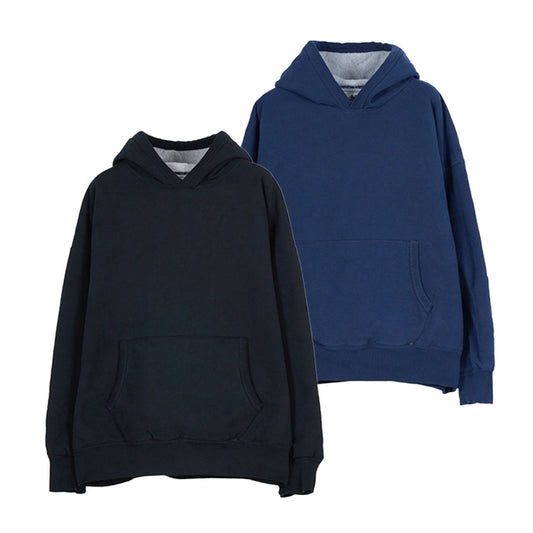 MASSES SWEAT HOODED W-FACE WASH :BLACK/NAVY
