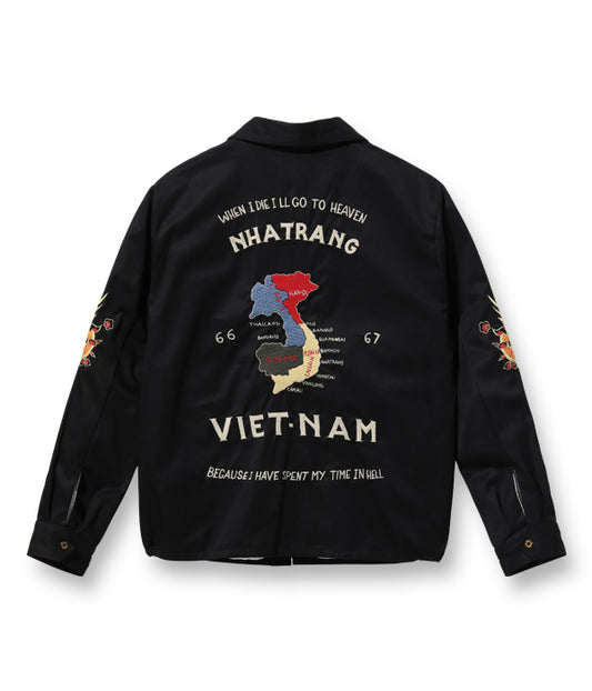 Mid 1960s Style Cotton Vietnam Jacket “VIETNAM MAP”:BLACK