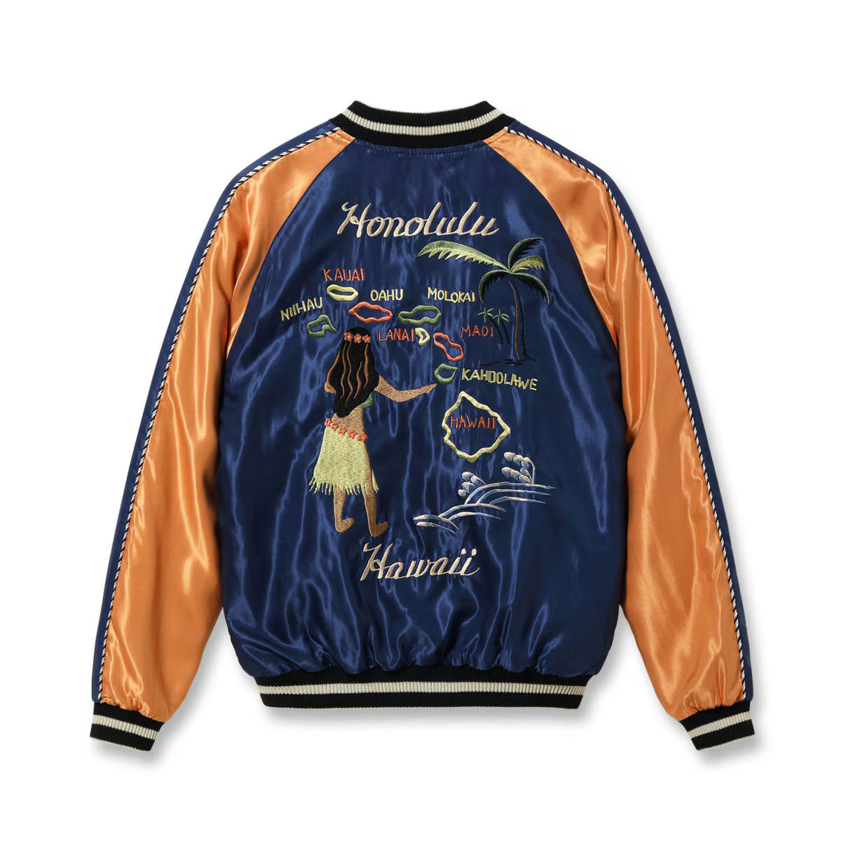 TOYO ENTERPRISE(東洋エンタープライズ) TAILOR TOYO（テーラー東洋） Lot No. TT15877-128 / Late 1950s Style Acetate Souvenir Jacket “HAWAII MAP” × “DRAGON & TIGER”