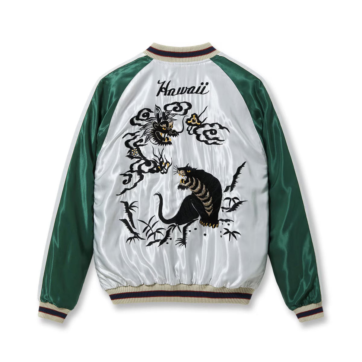 TOYO ENTERPRISE(東洋エンタープライズ) TAILOR TOYO（テーラー東洋） Lot No. TT15877-128 / Late 1950s Style Acetate Souvenir Jacket “HAWAII MAP” × “DRAGON & TIGER”
