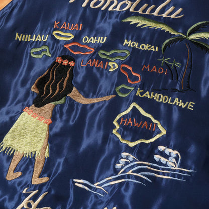 TOYO ENTERPRISE(東洋エンタープライズ) TAILOR TOYO（テーラー東洋） Lot No. TT15877-128 / Late 1950s Style Acetate Souvenir Jacket “HAWAII MAP” × “DRAGON & TIGER”