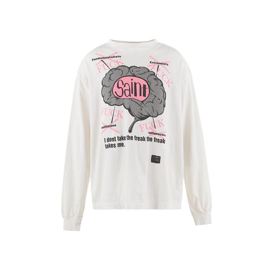 セントマイケル SM-HR8-0000-036 LS TEE / BRAIN / WHITE メンズ 長袖 プリントTシャツ ロンT