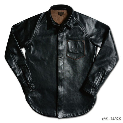 7648...40s LEATHER SHIRT:BLACK