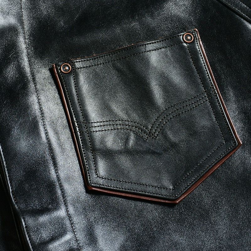 7648...40s LEATHER SHIRT:BLACK
