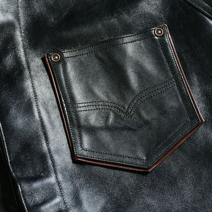 7648...40s LEATHER SHIRT:BLACK