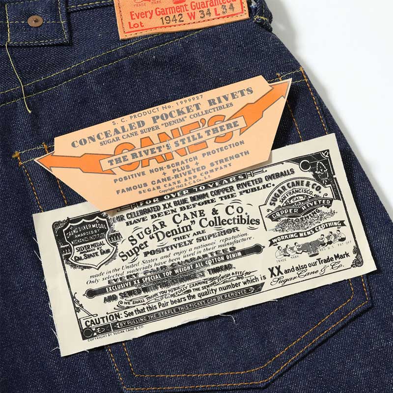 シュガーケーン Lot No. SC49005 / SUGAR CANE Super “Denim” Collectibles #05 14.25oz. BLUE DENIM WAIST OVERALLS “1942” MODEL ストレート ジーンズ デニム ノンウォッシュ メンズ