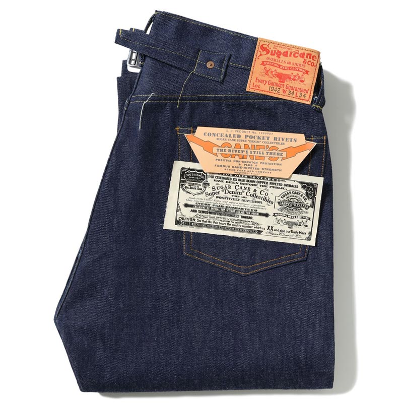 シュガーケーン Lot No. SC49005 / SUGAR CANE Super “Denim” Collectibles #05 14.25oz. BLUE DENIM WAIST OVERALLS “1942” MODEL ストレート ジーンズ デニム ノンウォッシュ メンズ