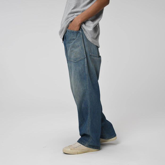 バウワウ BW241-UADT US ARMY M35 DENIM TROUSERS INDIGO AGEING ストレートタイプ デニムファティーグパンツ インディゴ メンズ