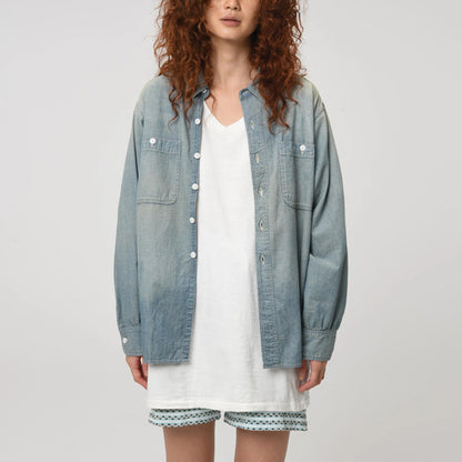 バウワウ BW241-CSSA CHAMBRAY SHIRTS SUNBURN AGEING INDIGO SUNBURN AGEING デニム シャンブレーシャツ インディゴ メンズ