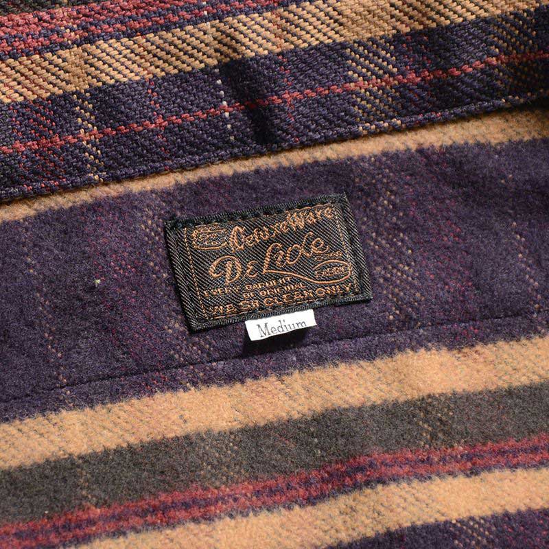 25SS デラックスウエア HV-55 JAPAN ANTIQUE COLOR ネイビーパープル メンズ 長袖 ネルシャツ 11oz
