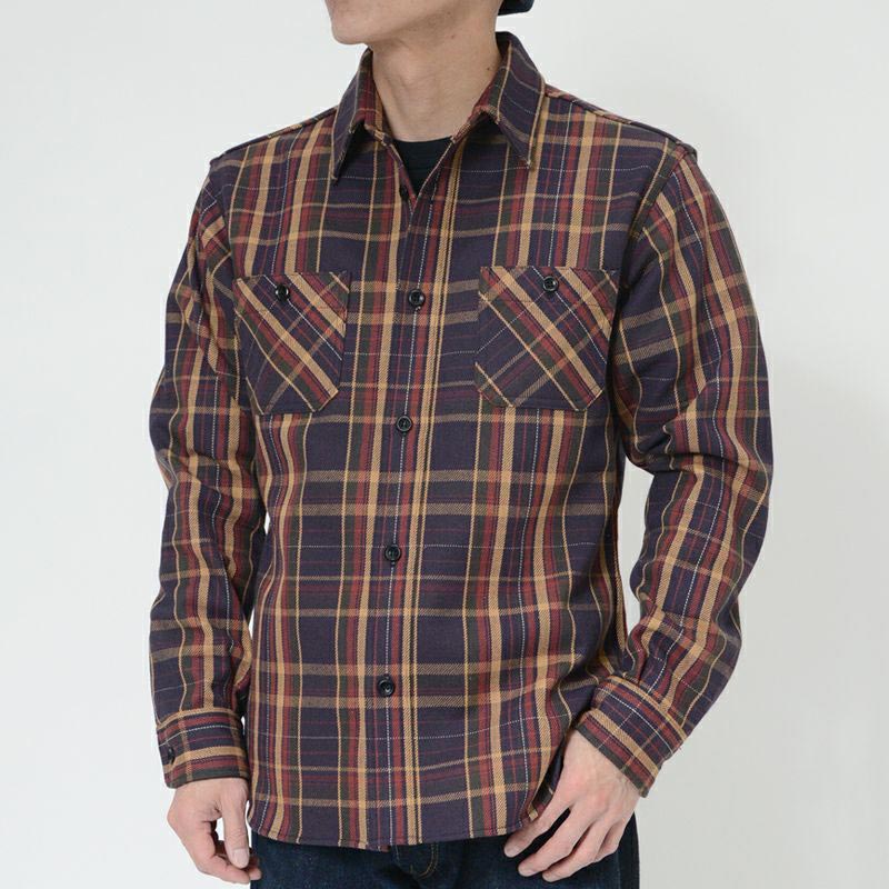 25SS デラックスウエア HV-55 JAPAN ANTIQUE COLOR ネイビーパープル メンズ 長袖 ネルシャツ 11oz