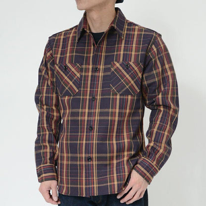 25SS デラックスウエア HV-55 JAPAN ANTIQUE COLOR ネイビーパープル メンズ 長袖 ネルシャツ 11oz