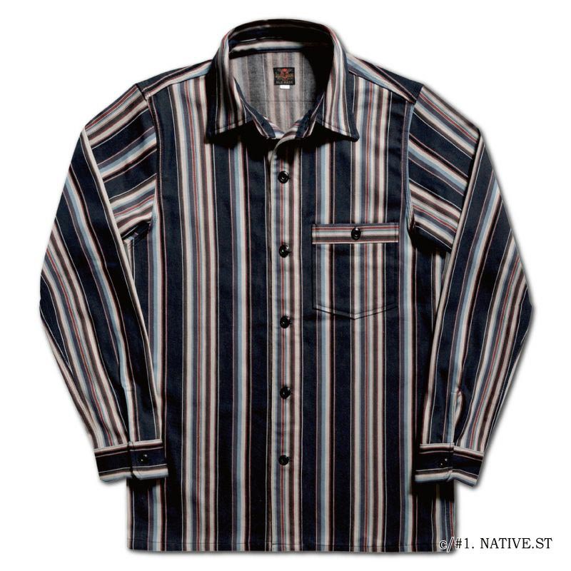 25SS デラックスウエア HV-56 NATIVE STRIPE ネイビーストライプ メンズ 長袖 ネルシャツ 10.5oz
