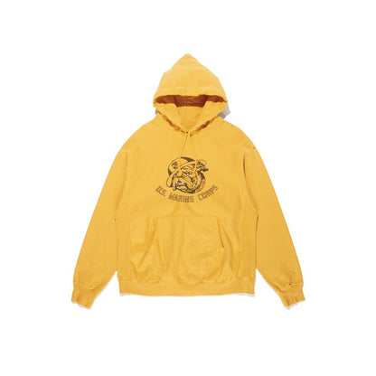 バウワウ BW251-UBH USMC BULLDOG HOODIE イエロー ダメージ メンズ プルオーバー パーカー フーディ