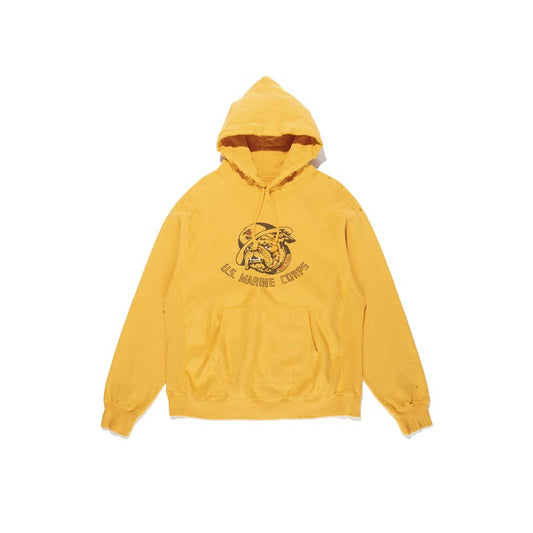 バウワウ BW251-UBH USMC BULLDOG HOODIE イエロー ダメージ メンズ プルオーバー パーカー フーディ