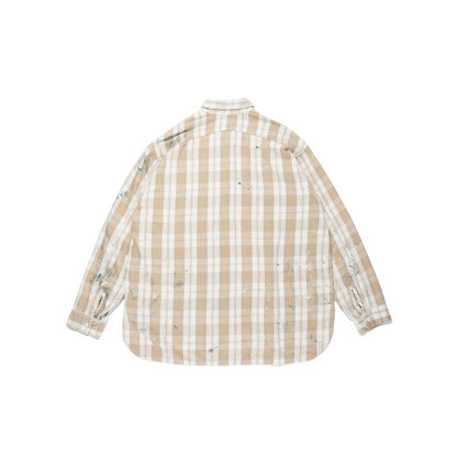 バウワウ BW251-PPFS PAINTED PAINTER FLANNEL SHIRT ベージュチェック ペイント メンズ 長袖 ネルシャツ