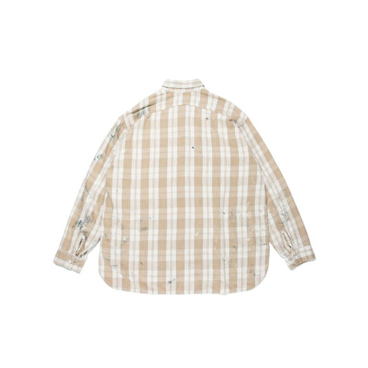 バウワウ BW251-PPFS PAINTED PAINTER FLANNEL SHIRT ベージュチェック ペイント メンズ 長袖 ネルシャツ