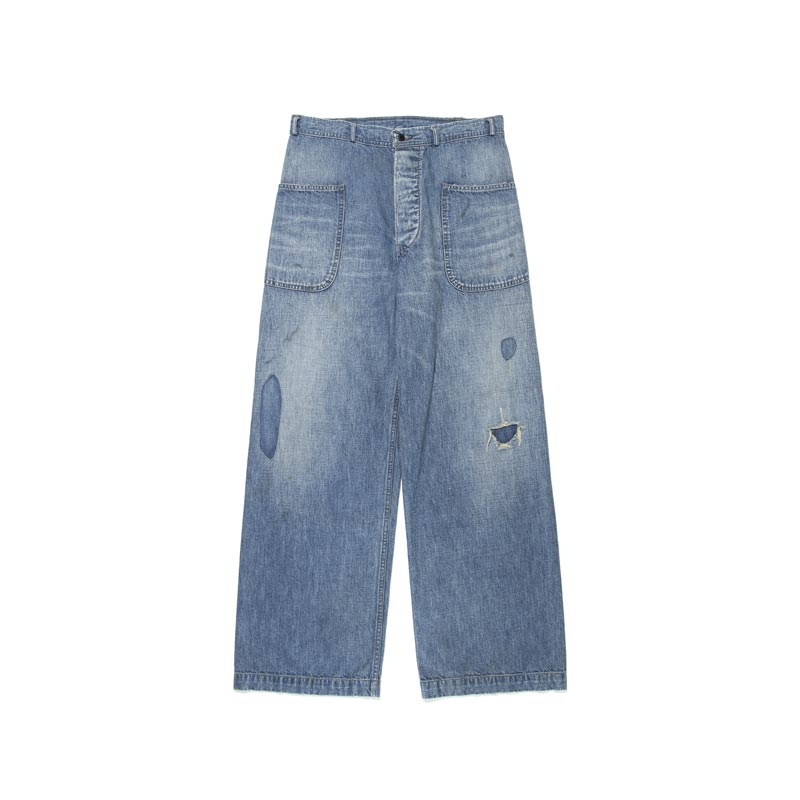 バウワウ BW251-U4DTS USN M44 DUNGAREE TROUSERS, SIDE SEAMLESS インディゴ エイジング メンズ USN M44トラウザーズ デニム