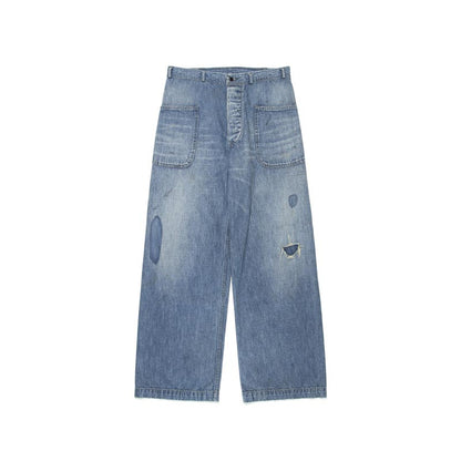 バウワウ BW251-U4DTS USN M44 DUNGAREE TROUSERS, SIDE SEAMLESS インディゴ エイジング メンズ USN M44トラウザーズ デニム