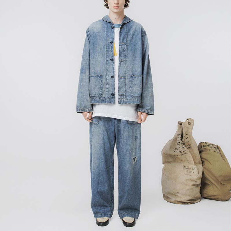 バウワウ BW251-U4DTS USN M44 DUNGAREE TROUSERS, SIDE SEAMLESS インディゴ エイジング メンズ USN M44トラウザーズ デニム