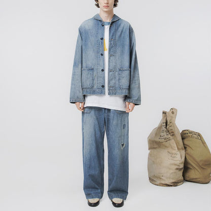 バウワウ BW251-U4DTS USN M44 DUNGAREE TROUSERS, SIDE SEAMLESS インディゴ エイジング メンズ USN M44トラウザーズ デニム