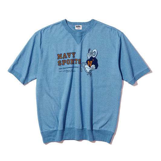 フェローズ 25S-PVGT2 U.S.NAVY Tシャツ W.デニム メンズ 半袖 プリント Tシャツ ミリタリー スウェット型 Vガゼット 先染め加工