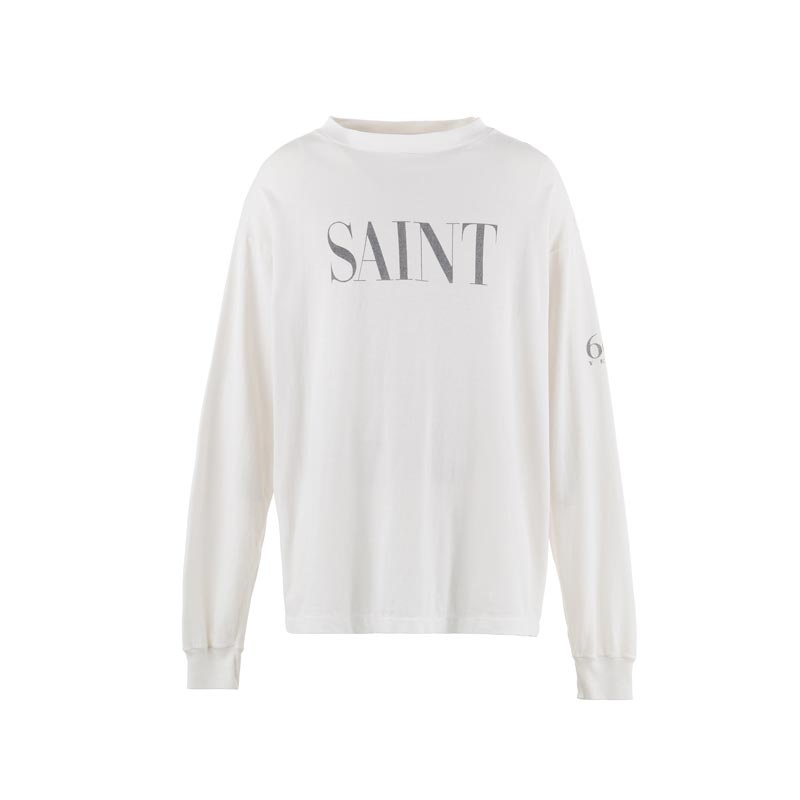 セントマイケル SM-HR8-0000-035 LS TEE / SAINT / WHITE メンズ 長袖 プリント Tシャツ ロンT カットソー