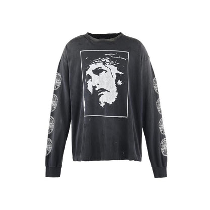 セントマイケル SM-HR8-0000-033 LS TEE / LOVE SAINT / BLACK メンズ 長袖 プリント Tシャツ ロンT カットソー バックプリント