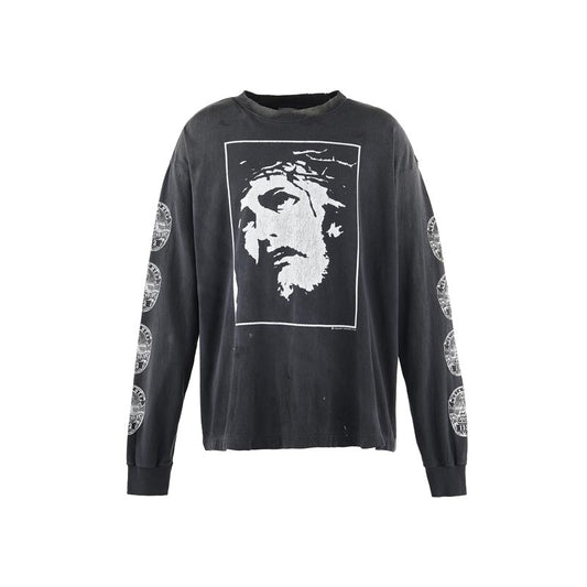 セントマイケル SM-HR8-0000-033 LS TEE / LOVE SAINT / BLACK メンズ 長袖 プリント Tシャツ ロンT カットソー バックプリント