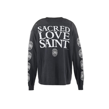 セントマイケル SM-HR8-0000-033 LS TEE / LOVE SAINT / BLACK メンズ 長袖 プリント Tシャツ ロンT カットソー バックプリント