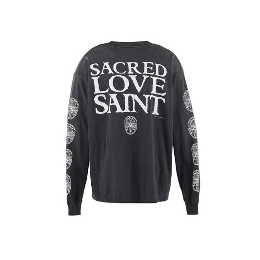 セントマイケル SM-HR8-0000-033 LS TEE / LOVE SAINT / BLACK メンズ 長袖 プリント Tシャツ ロンT カットソー バックプリント