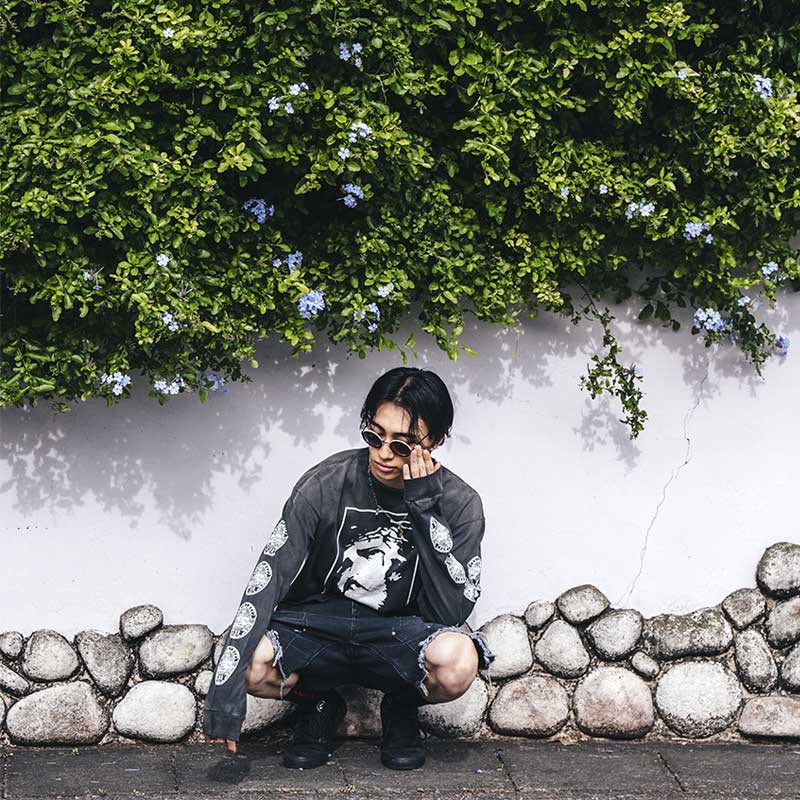 セントマイケル SM-HR8-0000-033 LS TEE / LOVE SAINT / BLACK メンズ 長袖 プリント Tシャツ ロンT カットソー バックプリント